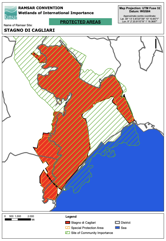Ramsar Convention Protected Areas map — Stagno di Cagliari