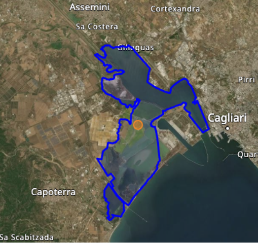Aerial boundary map of the Santa Gilla Ramsar site